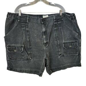 Vintage Y2K KingSize Jean Cargo Shorts Men's Size XXL 2XL Women Stretch Black‎